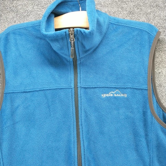 Eddie Bauer Men's Zip Up Fleece Vest Blue M Zipped Pockets Mock Neck Outdoor - Picture 3 of 13